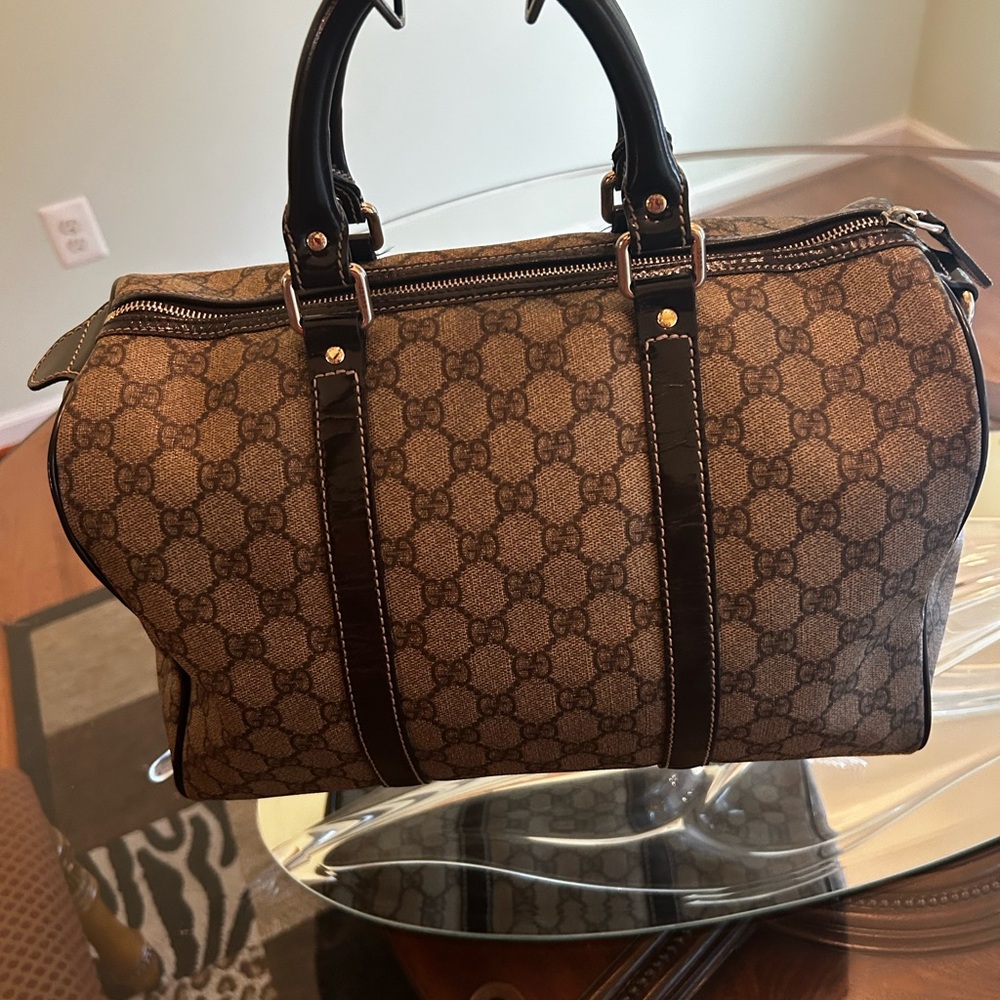 Gucci Brown GG Canvas Satchel with Dark Brown Trim - Picture 3 of 10